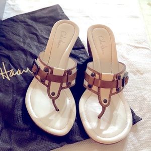 Cole Haan Ashlynn thong Sandal white& tan